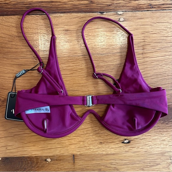 NEW ZAFUL Monowire Bikini Top Women’s SZ US Small 4 Dark Red Beach Resort - Picture 4 of 7